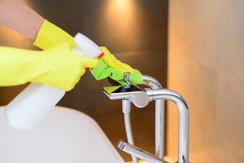 Professional cleaners preparing for end of tenancy service