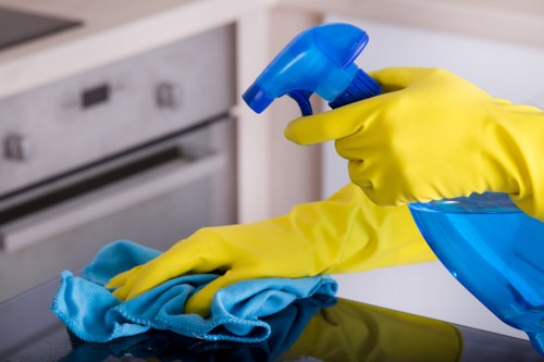 Eco-friendly cleaning products in use
